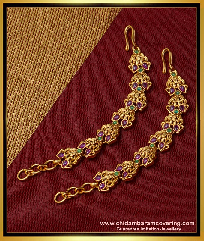 MAT160 - Premium Quality Kemp Stone Peacock Design Temple Jewellery Matilu Designs Online