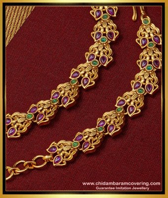 MAT160 - Premium Quality Kemp Stone Peacock Design Temple Jewellery Matilu Designs Online