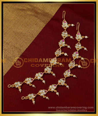 MAT164 - Traditional Impon Stone Ear Chain Design Bridal Wear Matilu Buy Online