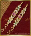 MAT169 - Trendy Multi Stone Flower Model Impon Short Ear Chain One Gram Gold Mattal Online