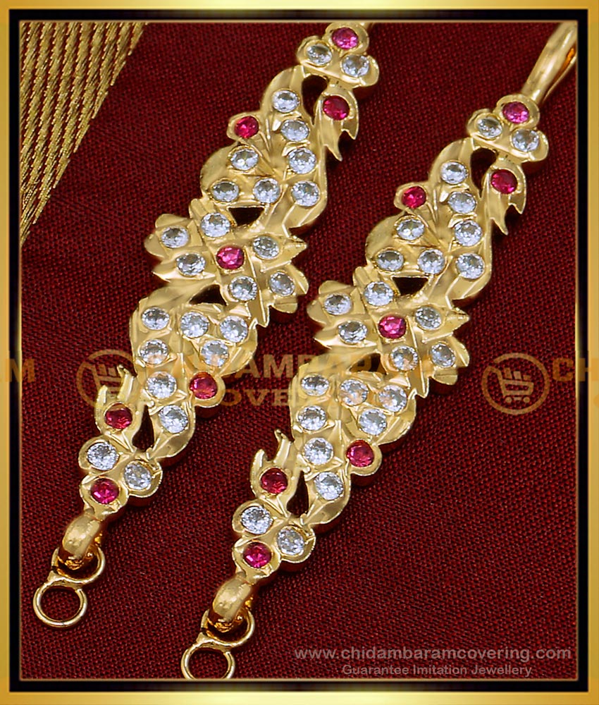 MAT170 - Impon Jewellery Stone Mattal Ear Chain Designs for Ladies