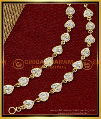 MAT179 - Beautiful White Stone Gold Side Ear Chain Designs 