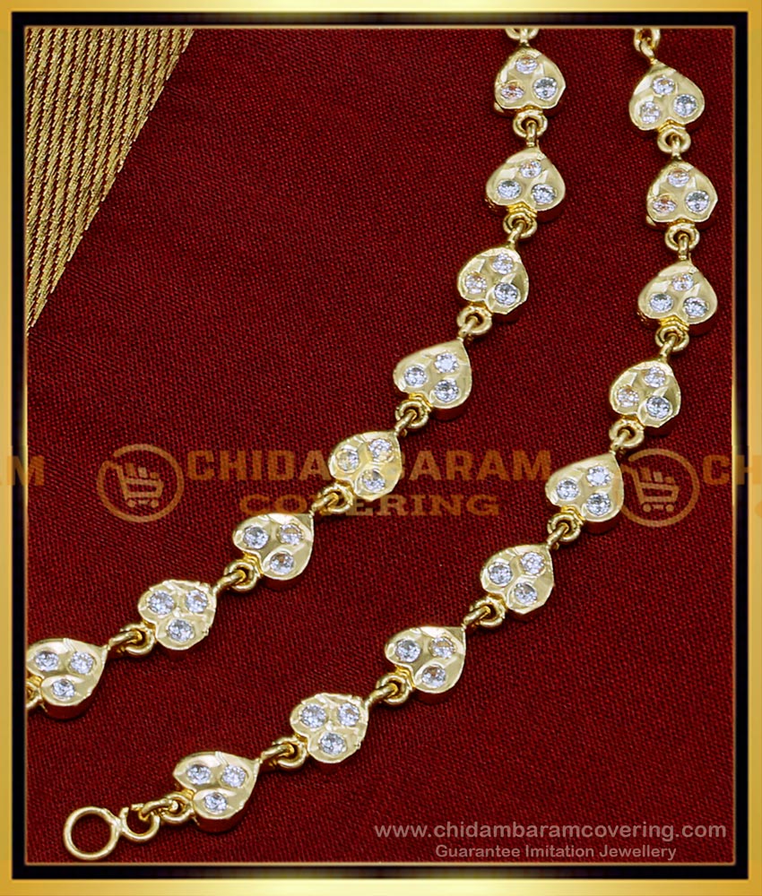 MAT179 - Beautiful White Stone Gold Side Ear Chain Designs 