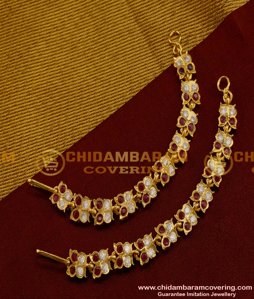 MAT18 - Aiympon Bridal Wear Butterfly Design Mattal/ Stone Ear Chain Model Online