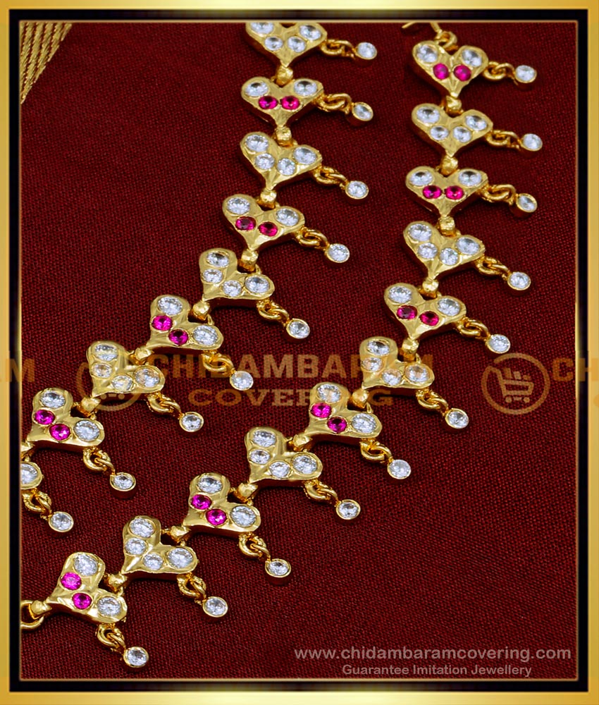 MAT180 - Bridal Wear Five Metal Heart Shape Stone Mattal Designs
