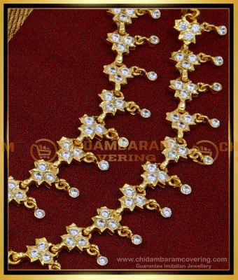 MAT181 - Gold Plated Impon white stone Ear Chain Online Shopping