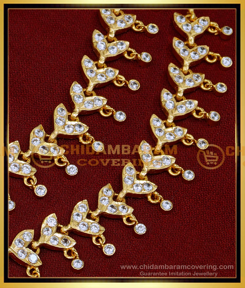 MAT182 - Real Gold look Leaf Design White Stone Matilu Online