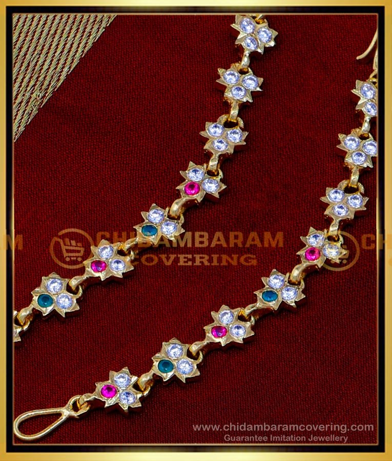 MAT191 - Impon Multi Stone Ear Chain Gold Matilu Latest Designs 