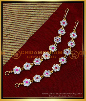 MAT197 - Elegant Flower Design Stone Impon Ear Chain for Wedding