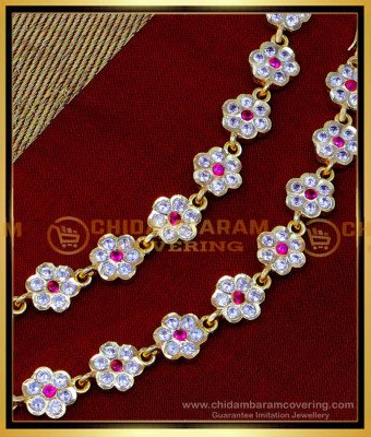 MAT197 - Elegant Flower Design Stone Impon Ear Chain for Wedding