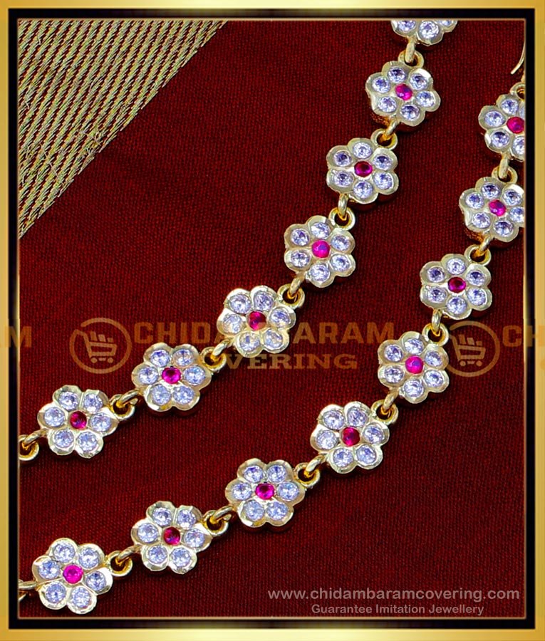 MAT197 - Elegant Flower Design Stone Impon Ear Chain for Wedding