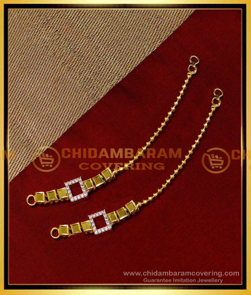 MAT203 - Latest White Stone Ear Chain Light Weight Matilu Design 