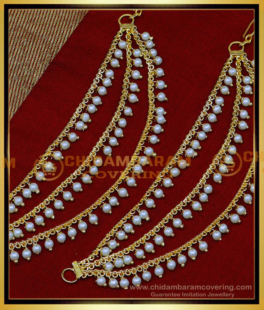 MAT210 - Beautiful Gold Plated Champaswaralu Designs with Pearls Online