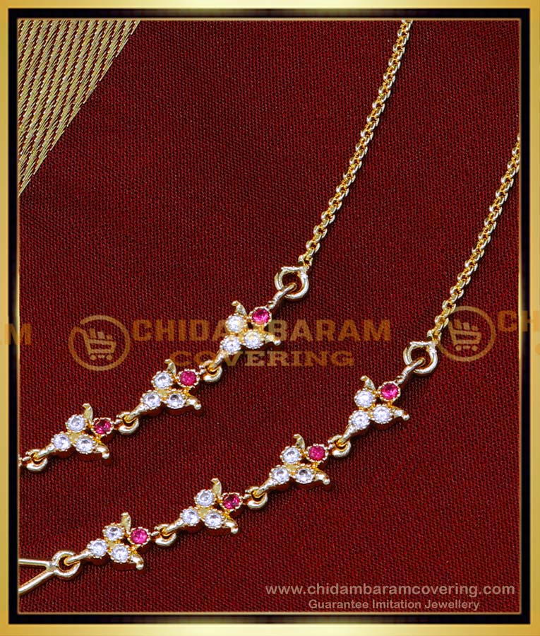 MAT215 - Impon White and Ruby Stone Women Suthu Maatal Design