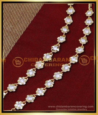 MAT216 - Flower Design Impon White Stone Ear Chain for Wedding