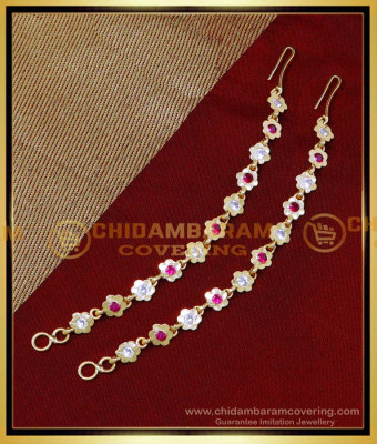 MAT217 - Impon Light Weight Gold Ear Chain Side Maati Designs