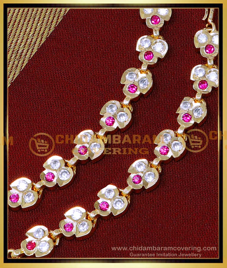 MAT221 - Gold Plated Impon Stone Ear Chain Latest Gold Matilu Designs