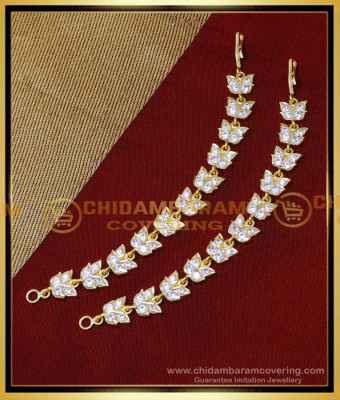 MAT224 - Gold Design White Stone Mattal Ear Chain Online Shopping
