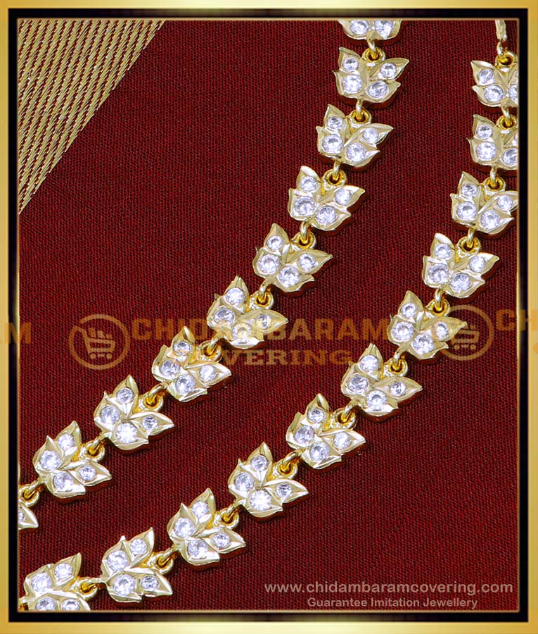 MAT224 - Gold Design White Stone Mattal Ear Chain Online Shopping