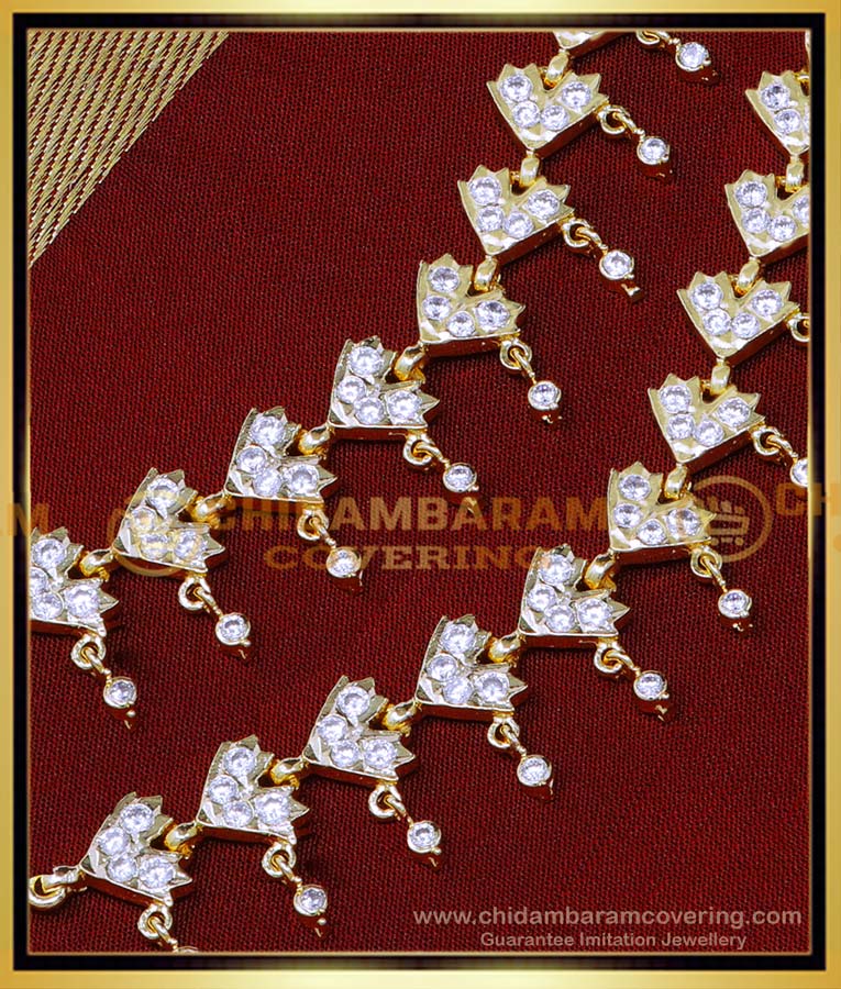 MAT225 - Bridal Wear White Stone Impon Gold Side Mattal Design Online