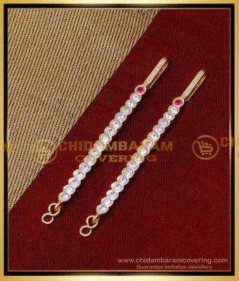 MAT227 - Elegant Slim White Stone Impon Straight Ear Chain Designs