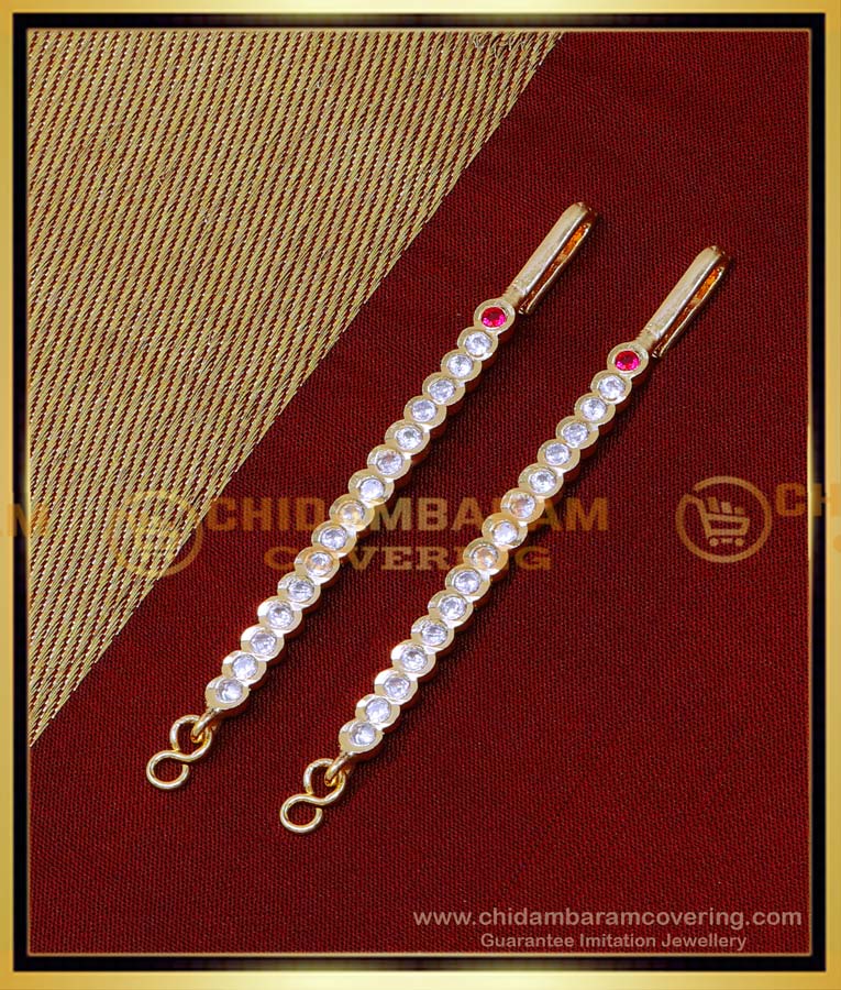 MAT227 - Elegant Slim White Stone Impon Straight Ear Chain Designs