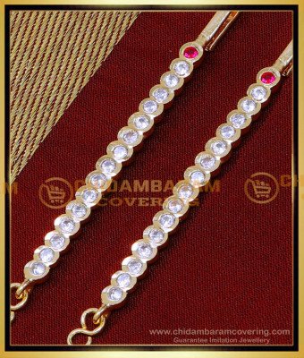MAT227 - Elegant Slim White Stone Impon Straight Ear Chain Designs
