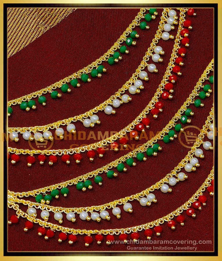 MAT236 - Trendy Tri Colour Beads Champaswaralu Gold Latest Designs