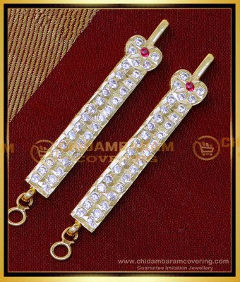 MAT241 - Gold Design Impon White Stone Ear Chain for Earrings