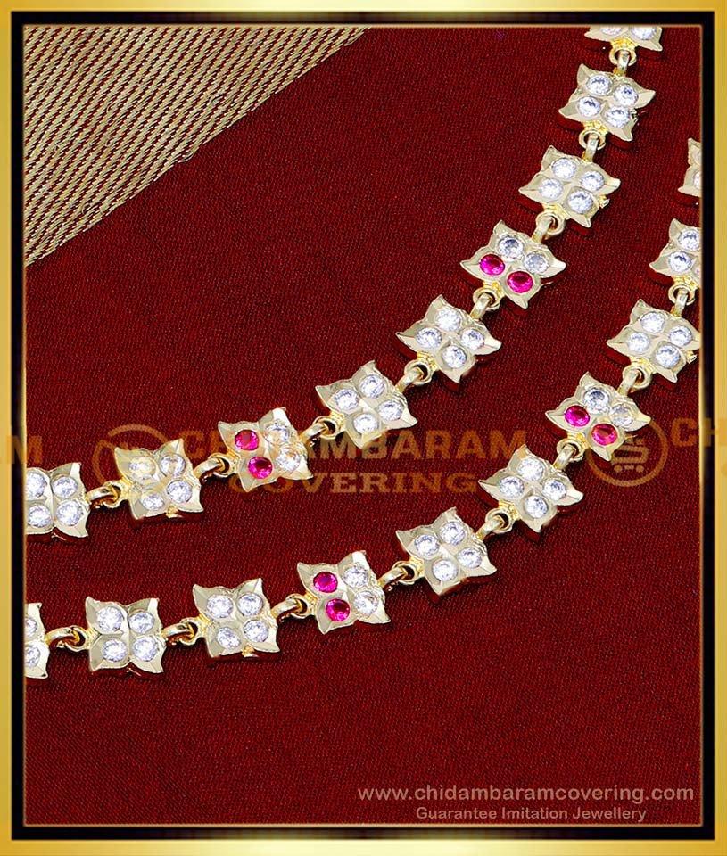 MAT254 - Traditional Gold Ear Chain Designs Stone Mattal Online