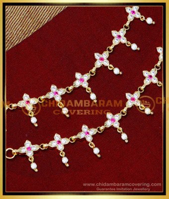 MAT258 - South Indian Impon Stone New Gold Ear Chain Design