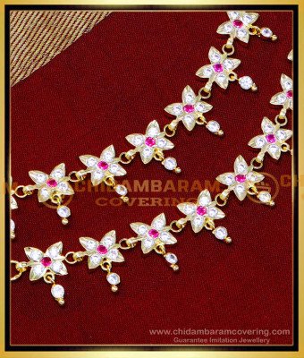 MAT259 - Wedding White Stone Ear Chain Gold Kan Chain Design