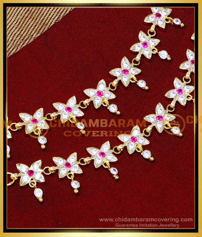 MAT259 - Wedding White Stone Ear Chain Gold Kan Chain Design