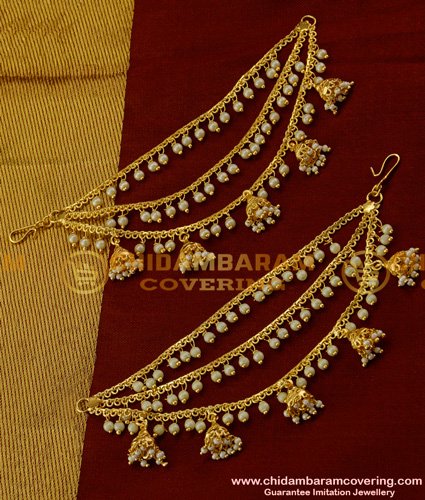 MAT26 - Bahubali Model Layer Chain Jhumka Pearl Drops Mattal Chain Design Online