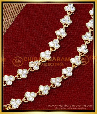 MAT264 - Gold Design White Stone Ear Chain Stones Matilu Designs