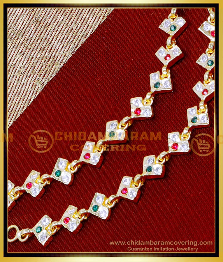 MAT272 - Impon Wedding Stone Ear Chain Latest Gold Matilu Designs