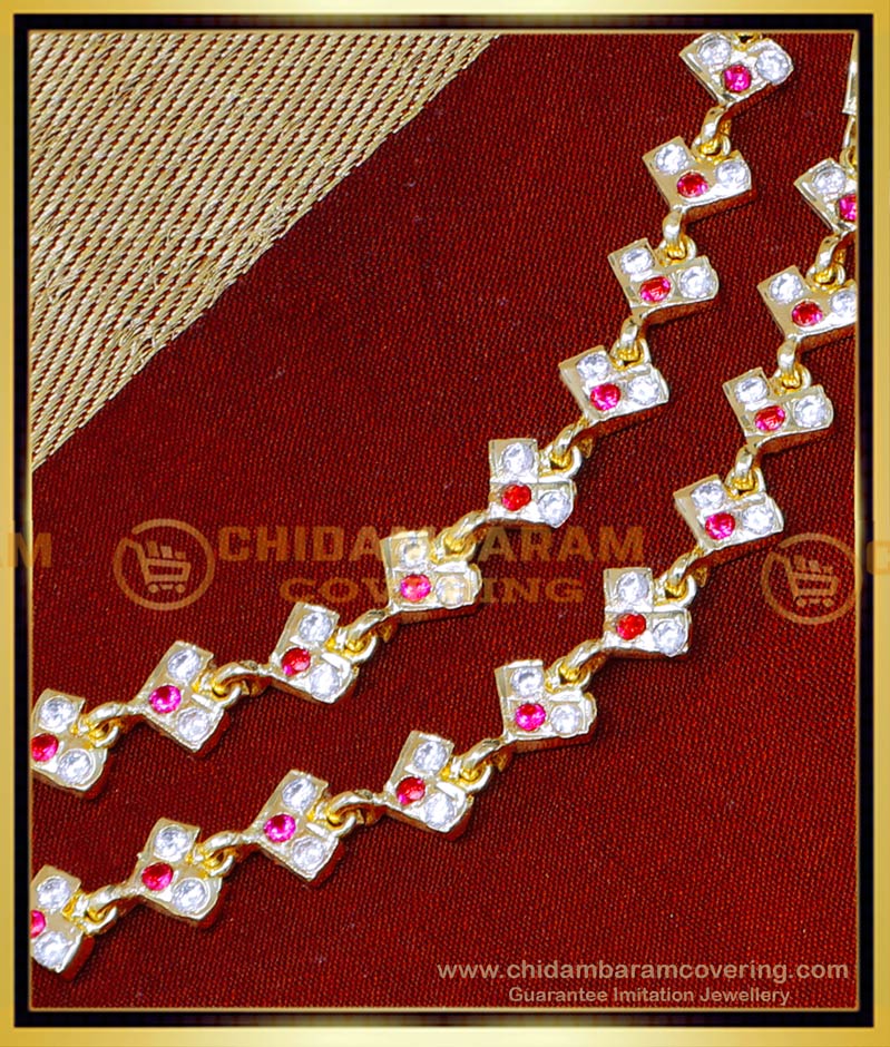 MAT273 - Trendy White and Ruby Stone Impon Side Mattal Designs