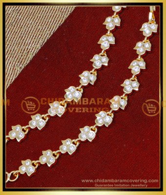 MAT275 - Attractive White Stone Ear Chain Designs Gold Model
