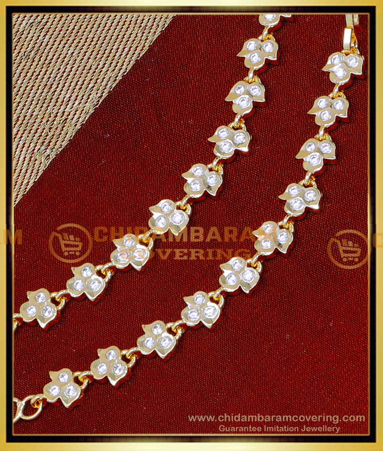 MAT275 - Attractive White Stone Ear Chain Designs Gold Model