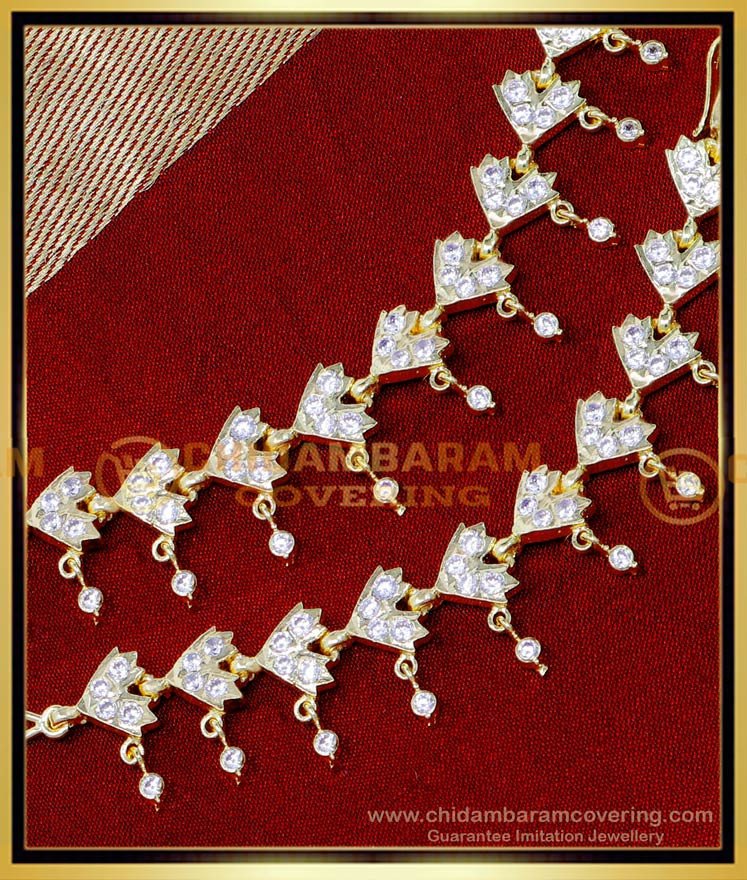 MAT280 - Wedding Impon Jewellery White Stone Side Gold Mati Designs