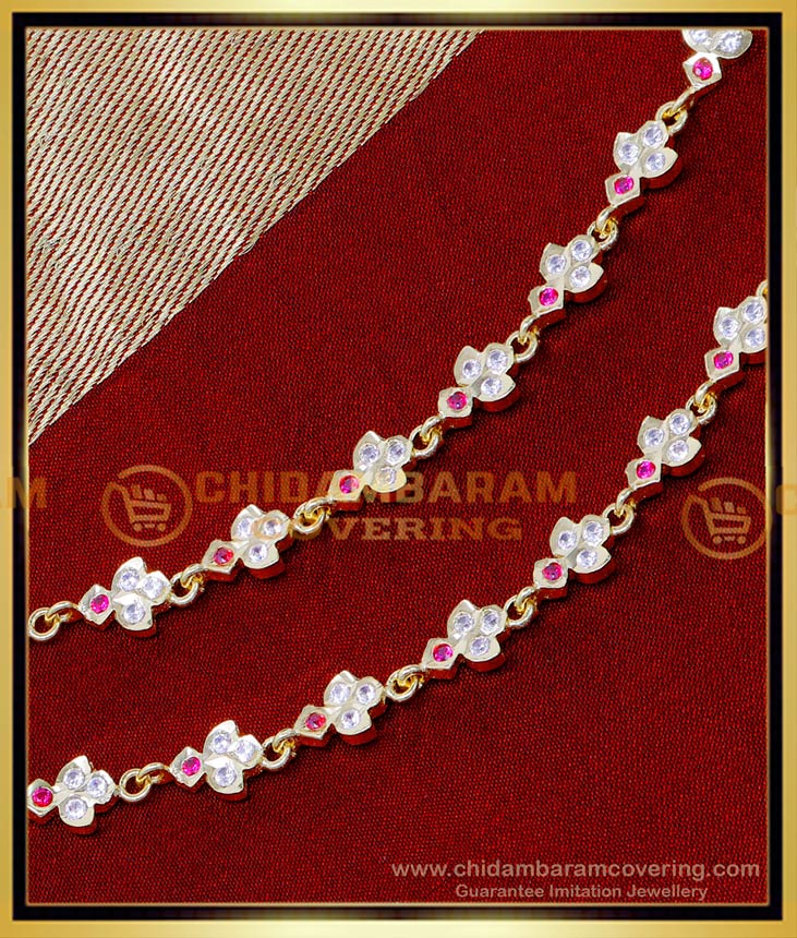 MAT281 - Impon White and Ruby Stone Matilu Design Gold Model
