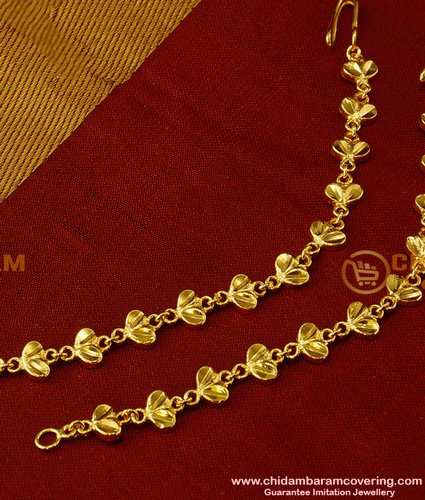 MAT038 - Beautiful Leaf Design Hook Type Side Ear Chain Buy Indian Jewellery Online