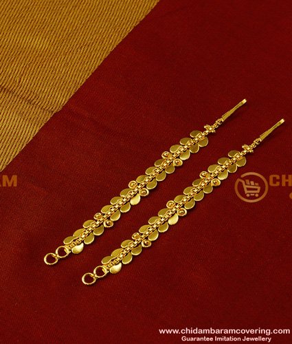MAT039 - New Design Bridal Wear Full Leaf Side Matilu Hook Type Plain Ear Chain for Jhumkas