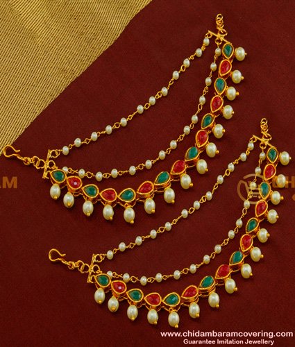 MAT42 - Temple Jewellery Matte Ruby Emerald Bridal Champaswaralu Trendy Collection Online