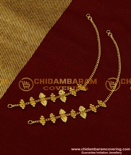 MAT066 - Beautiful Leaf Design Gold Ear Chain One Gram Gold Plated for All Type Earrings