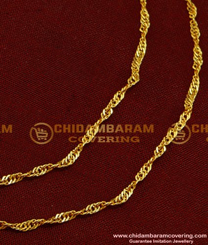 MAT071 - One Gram Gold Simple Light Weight Flexible Thin Twisted Chain Mattal Ear Chain Designs Online