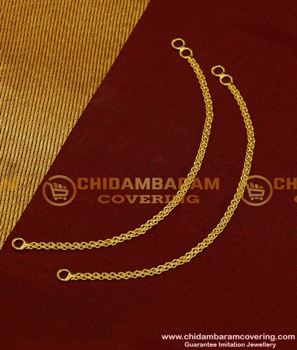 MAT072 - Gold Plated Simple Light Weight Flexible Thin Delhi Chain Ear Chain Mattal Designs Online