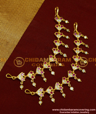 MAT74 - Traditional Impon Bridal Wear Five Metal Design Stone Matilu Design Side Ear Chain Online