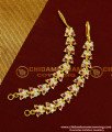 MAT77 - Impon Ad White and Ruby Stone Butterfly Design Mattal Stone Ear Chain Model Online