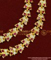 MAT77 - Impon Ad White and Ruby Stone Butterfly Design Mattal Stone Ear Chain Model Online